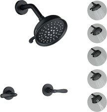 2 Handle Shower Faucet Set with 5 Setting Rainfall Showerhead Shower Faucet Set