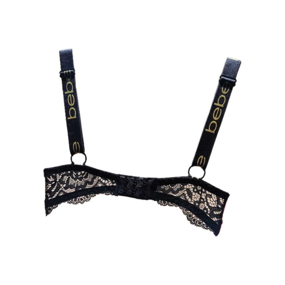 Sujetador Bebe Sexy con Aros Suave Levantamiento Acolchado Negro Encaje Leopardo Dije 34B Foto 3 de 4