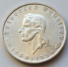 3. Reich, 2 Mark 1934 F. Schiller, J. 358  *** (#671)