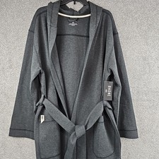 RHONE Robe Heritage Midweight Black Heather Captains Stitch Hood Relaxed Sz S/M