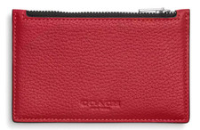 Coach Zip Card Case - C4280 True Red Pebble Leather - NWT Factory Sealed