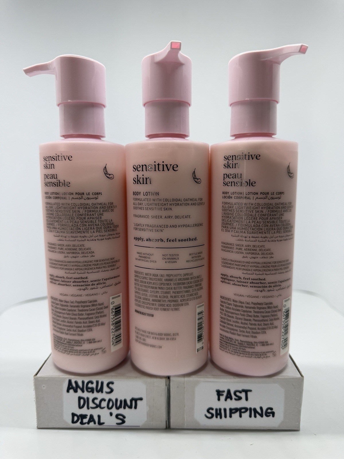 Bath & Body Works Sensitive Skin &ldquo;3 Pack&rdquo;Colloidal Oatmeal Body Lotion Cream 7.8