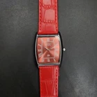 Vintage Seiko Slim Quartz Barrel 30MM Case Red Dial Japanese Men's Watch A39
