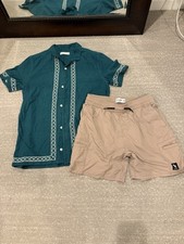 Abercrombie Boys Outfit Linen Button Down And Shorts 15/16