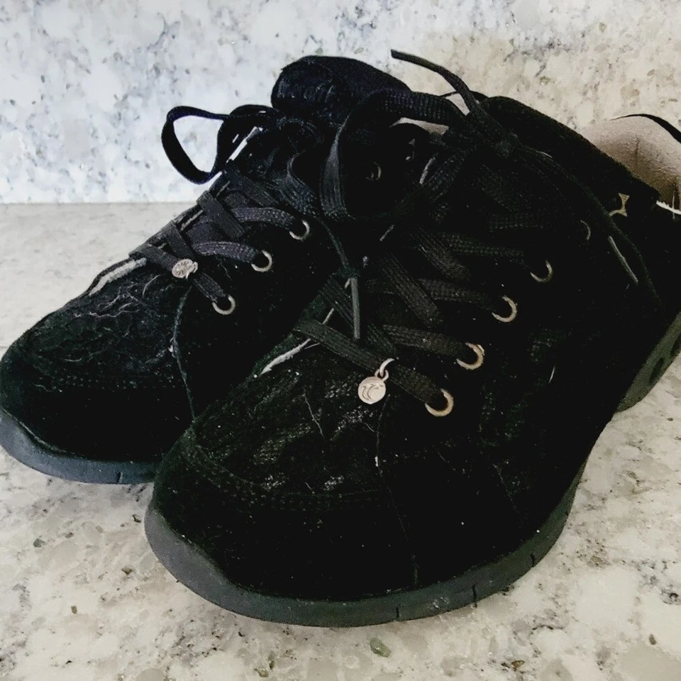 Zapato Deportivo Informal Therafit 7.5 Para Mujer Negro Confort Encaje Acento Negro Foto 2 de 4
