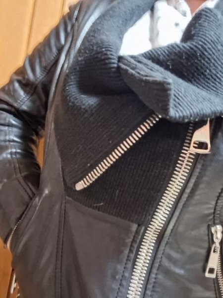 Women Leather Jacket Black 42