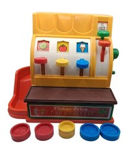 1974 Vintage Fisher Price Cash Register 926 with coins and working bell FUN