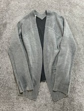 Lululemon Cardigan Sweater Womens 8 Gray Merino Wool Tight Knit Raglan Sleeve