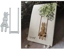 Swing Bunny Rabbit Metal Die Cuts,Flower Leaf Rabbit Card Cutting Dies Cut Stenc