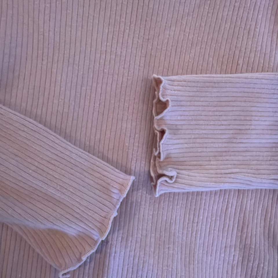 Camisa rosa acanalada manga larga Jumping Bean talla 12 borde hoja de lechuga para niñas Foto 2 de 4