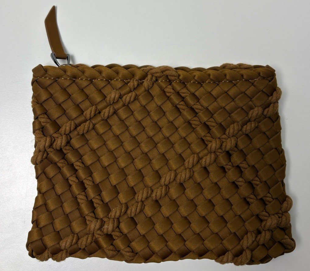 NAGHEDI St Barths Zipper Pouch Woven   Rope Harbor Brown Clutch Bag Earthy