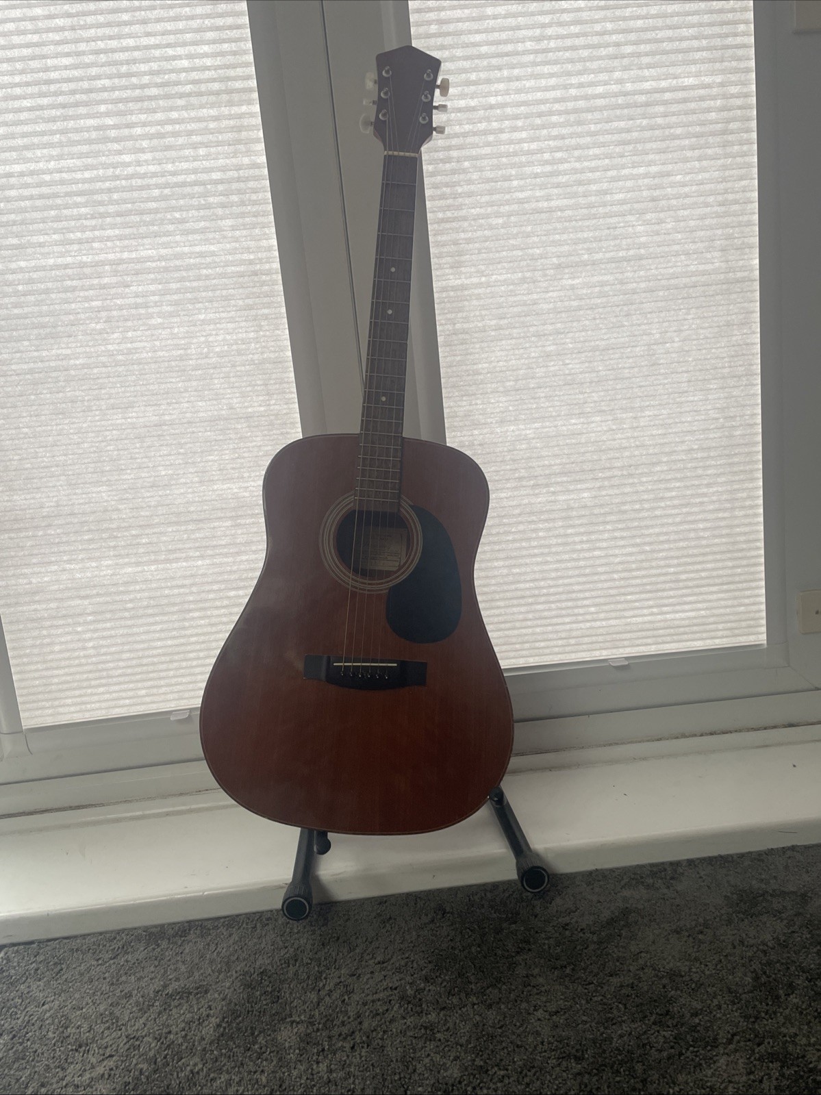 Antoria Harmony H6830 Acoustic Guitar 1970s / 1980s, Made in Korea With Stand