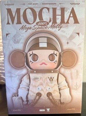 POP MART Mega Space Molly 400% Mocha Marble Effect Figure w/ Box, Card, Kennysw 