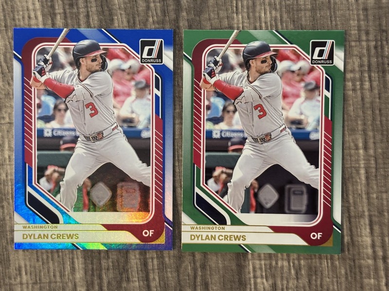 2026 Donruss Baseball Dylan Crews Green Foil /199 & Blue Foil /149 Nationals