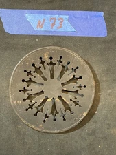 (N73) Antique French Mantel Clock Pierced Brass Back Door 4.5"