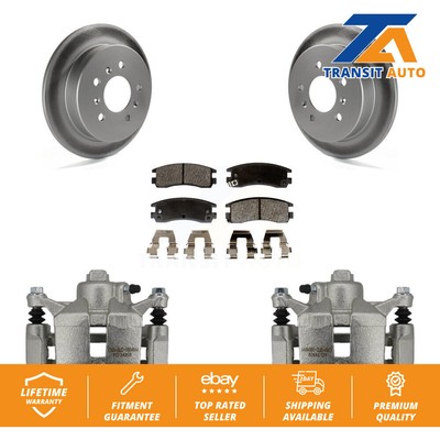 Rear Brake Caliper Coat Rotor & Semi-Metallic Pad Kit For Chevrolet Impala Buick