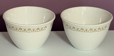 Set Of 2 Vintage Corning Pyroceram Tableware Mustard Fan 8oz Bouillon Cups