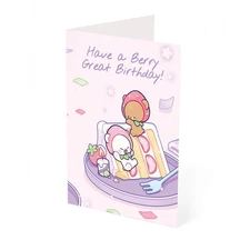 Milk Mocha Bear: Berry Cake Birthday Card
