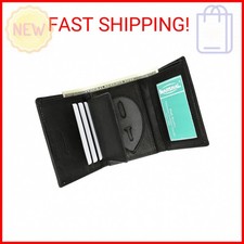 RFID Genuine Leather Trifold Badge Holder Wallet Black, Police Badge Holder