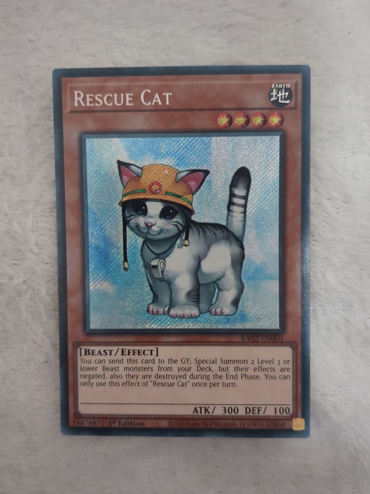 RA02-EN001 Rescue Cat : Secret Rare 1st Edition YuGiOh Card