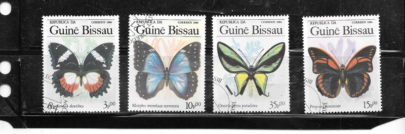 GUINEA-BISSAU SC# 604,606,608-9 1984 BUTTERFLIES CTO USED XF OLD PICTORIAL SET
