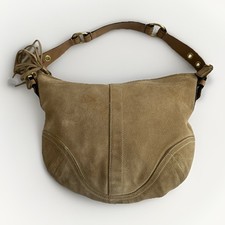 Vintage Coach Purse Tan Suede Soho Hobo Shoulder Bag Tassel Zip Buckle 8A16