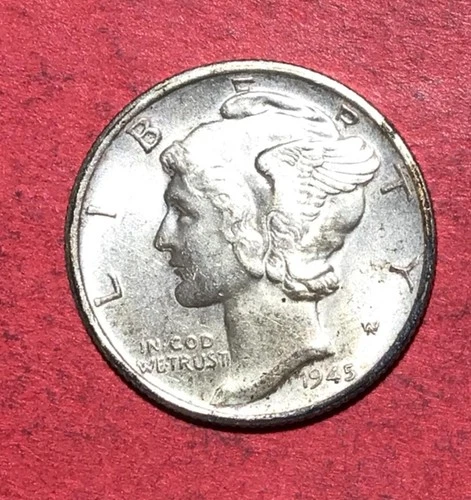 1945S US Mercury SILVER Dime "San Francisco" Mint! AU! Old US Coin!