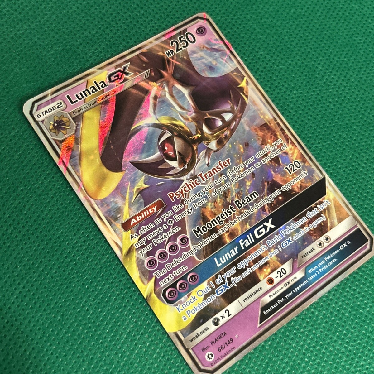Lunala GX - Ultra Rare Holo Full Art- Sun and Moon 66/149 NM