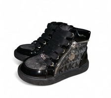 NWT Michael Kors Toddler Skyla Hightop Sneakers Sz. 6 Black/silver Side Zip