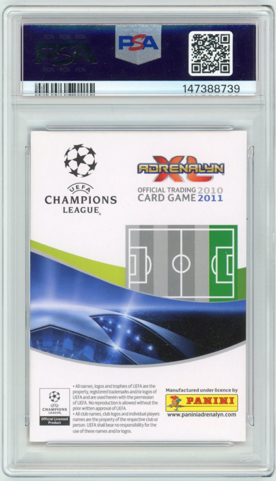 2010-11 Panini Adrenalyn XL Champions League Lionel Messi PSA 8  view 2