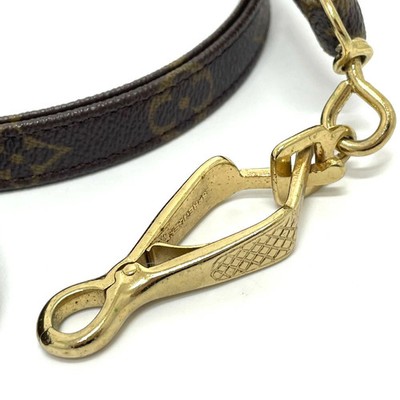 LOUIS VUITTON Baxter MM Dog Leash M58056 Brown Monogram Canvas Gold Hardware