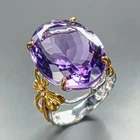 Vintage ring 30 ct Natural Amethyst Ring 925 Sterling Silver Size 8 /R471384