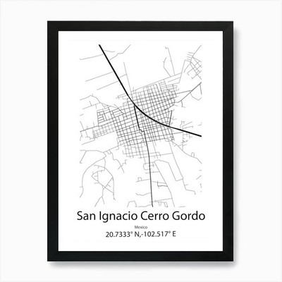 San Ignacio Cerro Gordo,Mexico Mini Framed Wall Art Poster Canvas Print Picture