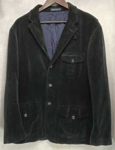 Vintage Polo Ralph Lauren Corduroy Blazer Jacket Men's XL Black Corduroy Coat - Zdjęcie 1 z 9