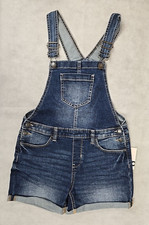 SO Girls Size 14 Jean Short Overalls Blue Blue Denim Romper Cuffed NWT