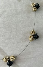 Vintage ROSA TEMPLIN Collier mit schwarzen Rosen und Strass besetzten Perlen
