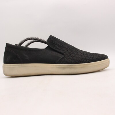 Ecco Soft 7 Loafers Men's Size EU 45 Black Woven  Nubuck Leather Casual Slip On