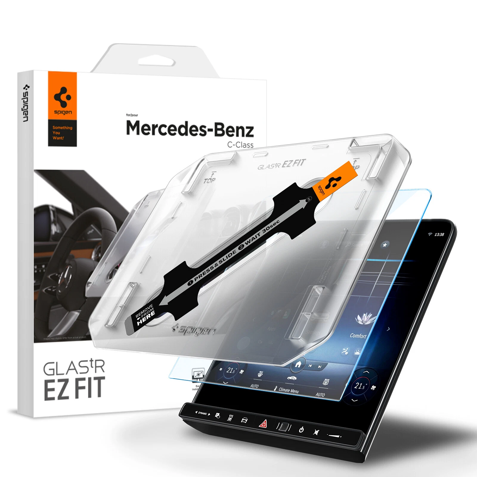 Mercedes Benz C Class (2022) Screen Protector   Spigen [tR EZ Fit] Car Display