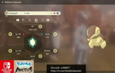 Cyndaquil Shiny ✨ Legends Pokémon Arceus 6 IV Max Effort Custom OT Leg – Shiny Living Dex