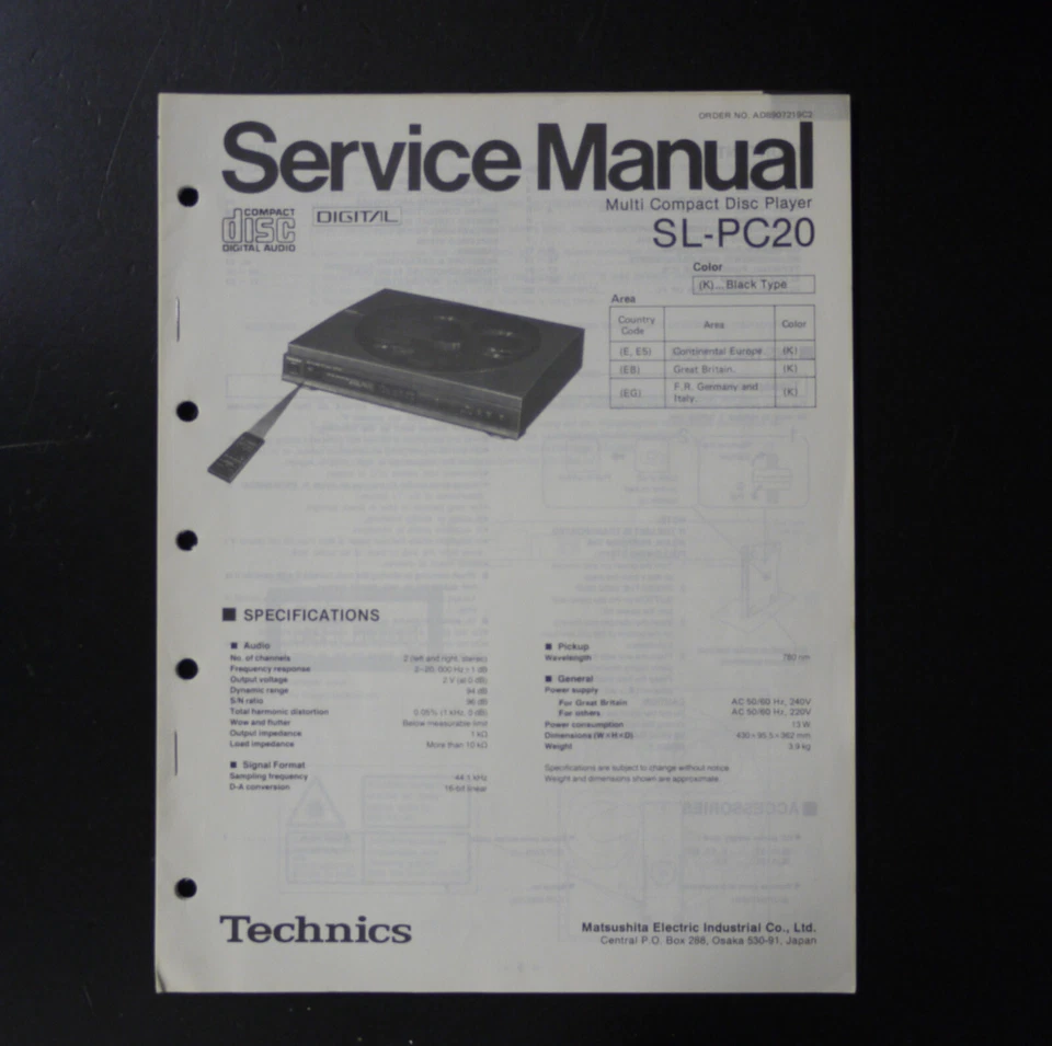 Original Technics SL-PC20  CD-Player Service Manual/Service Anleitung S44 - Bild 1 von 1