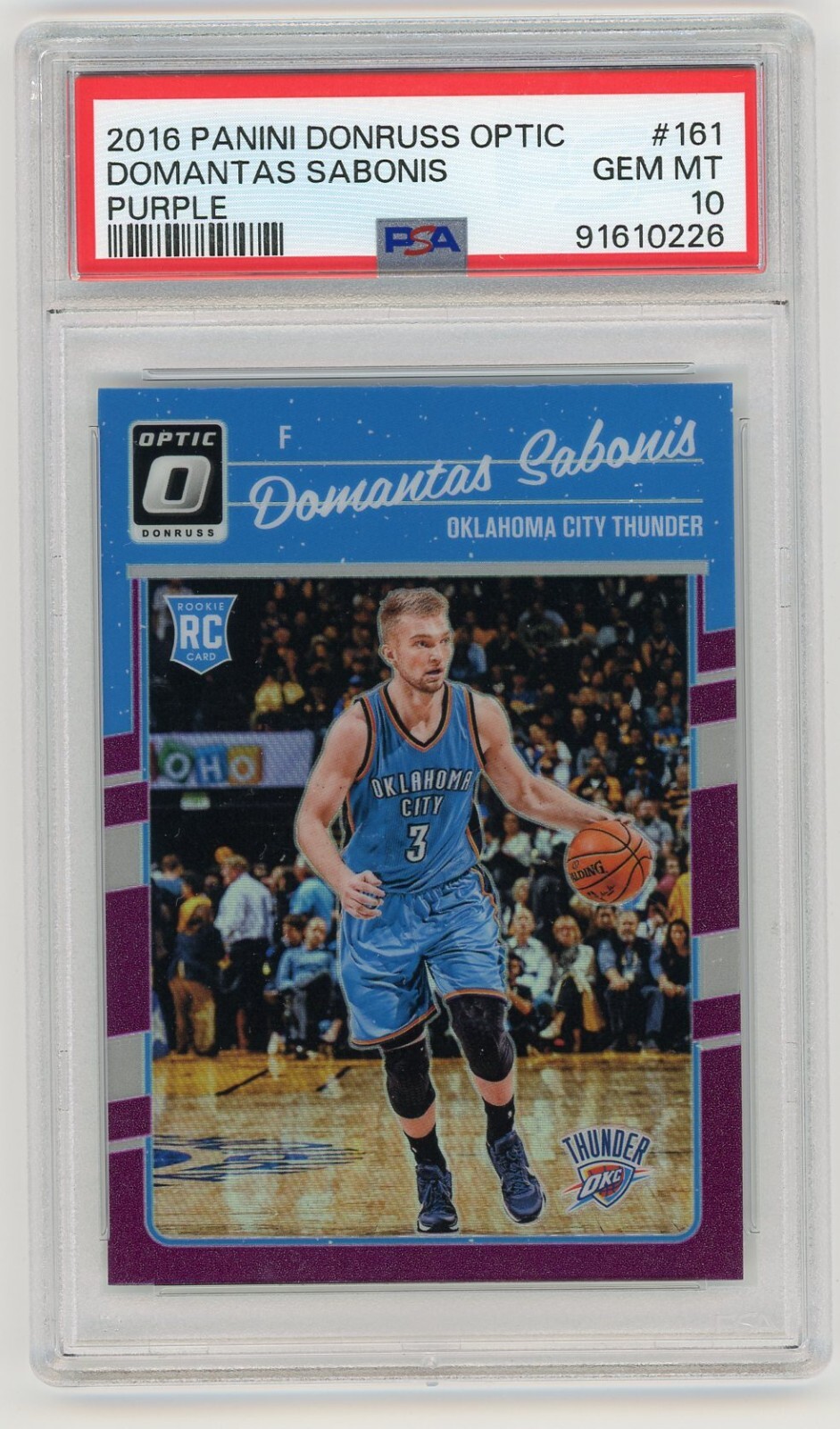 2016-17 Panini Donruss Optic Purple Holo Prizm Domantas Sabonis PSA 10 POP 17 !