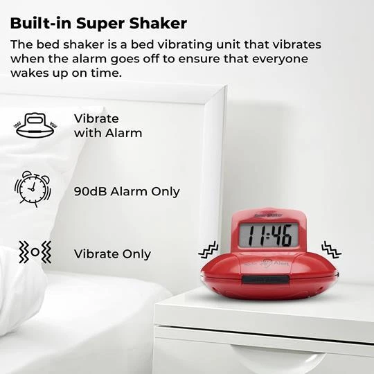 Sonic Alert Sonic Shaker SBP100 Vibrating Travel Alarm Clock | Red - Image 3 of 4