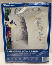 Vogart Crafts Embroidery Butterflies Kit 8702G Unopened Pair of Pillow Cases