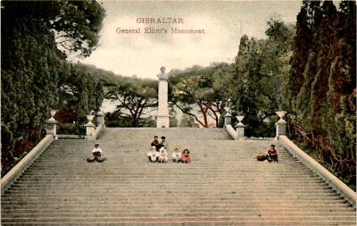 Gibraltar, General Eliott's Monument, V. B. Cumbo, Mrs. Mann, Postcard