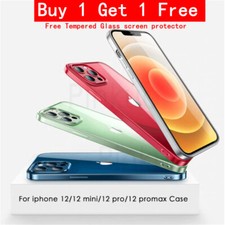 iPhone 12,12 Pro,12 Pro Max, 12 Mini Silicone Matte Case Free Screen Protector