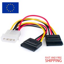 Molex to 2 SATA Dual Power Y Splitter Adaptor Cable Lead 2 Way 4 Pin -15 Pin Lux