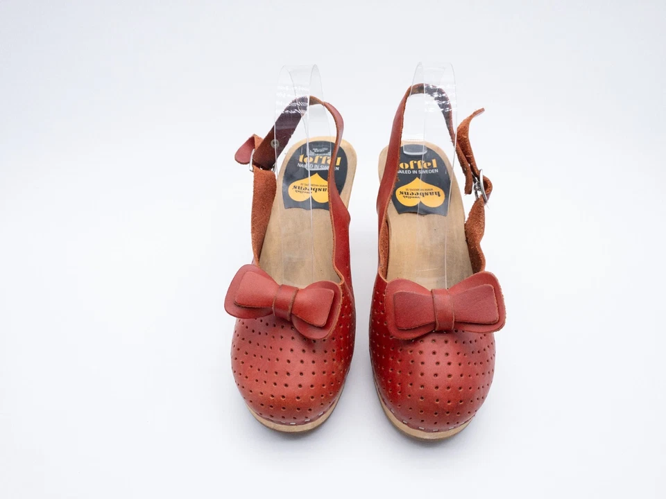 Toffel Mujer Tacones Zuecos Sandalia Zapato Bajo Rojo Talla 37 Eu Tipo 19809-40 - Imagen 3 de 4