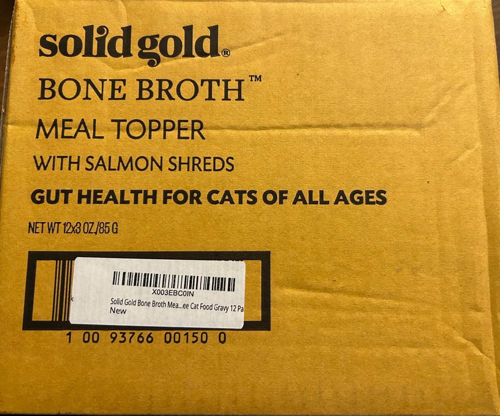 Solid Gold Bone Broth Meal Topper Cats Gut health 3 oz 12 CT Salmon