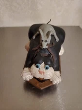 Adorable Kitty Cat & Mouse On Sled Figurine