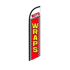 Auto Wraps Red Swooper Flutter Feather Flag  3ft W x 11.5ft Tall